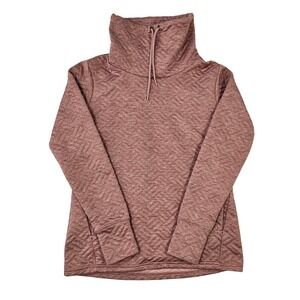 RBX Women Mauve Quilted Funnel Neck Pullover Sweatshirt Thumbholes Small